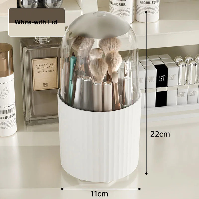 Makeup Brush Storage Box 360 Rotating Makeup Brush Holder Organizer Desktop Lipstick Powder Brush Bucket Comestic Tools Box