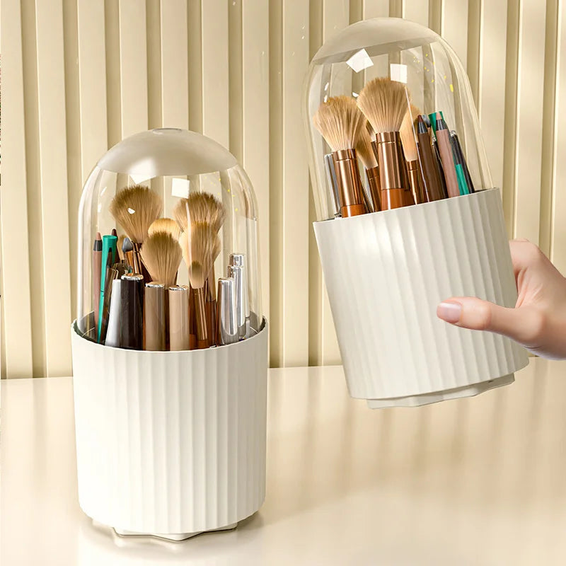 Makeup Brush Storage Box 360 Rotating Makeup Brush Holder Organizer Desktop Lipstick Powder Brush Bucket Comestic Tools Box