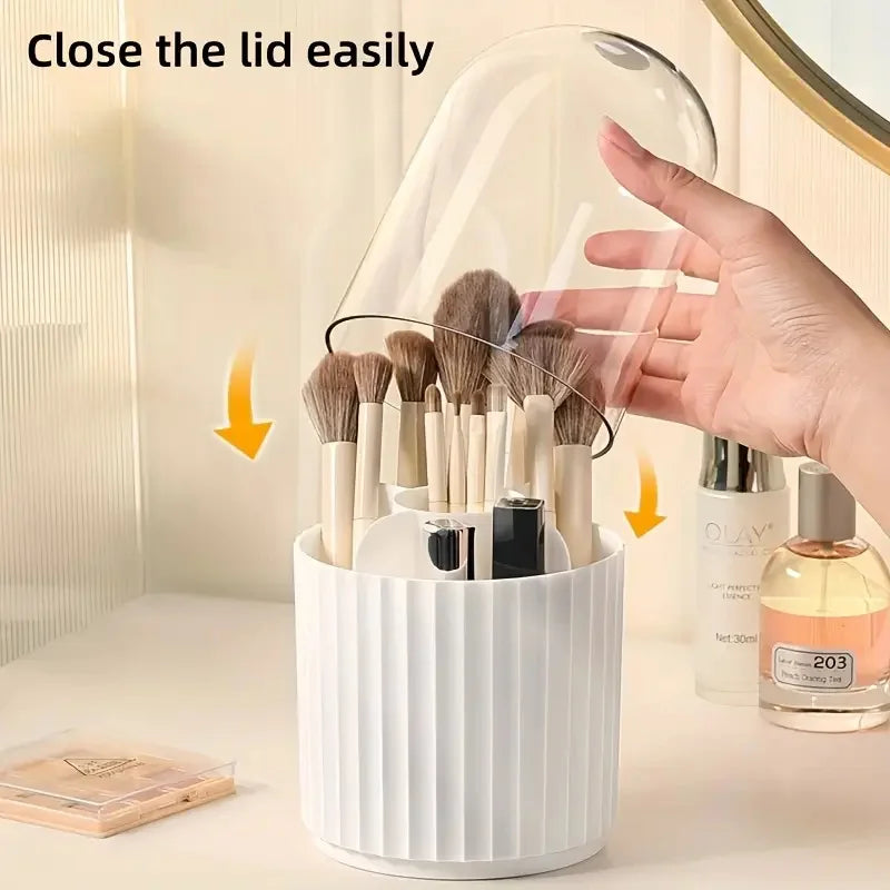 Makeup Brush Storage Box 360 Rotating Makeup Brush Holder Organizer Desktop Lipstick Powder Brush Bucket Comestic Tools Box