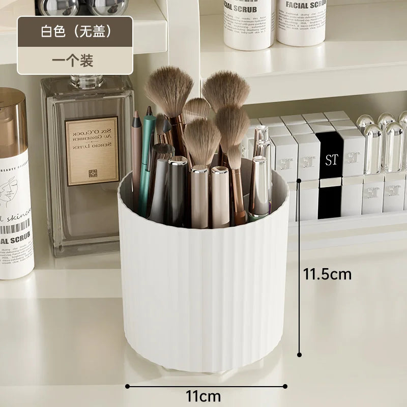 Makeup Brush Storage Box 360 Rotating Makeup Brush Holder Organizer Desktop Lipstick Powder Brush Bucket Comestic Tools Box